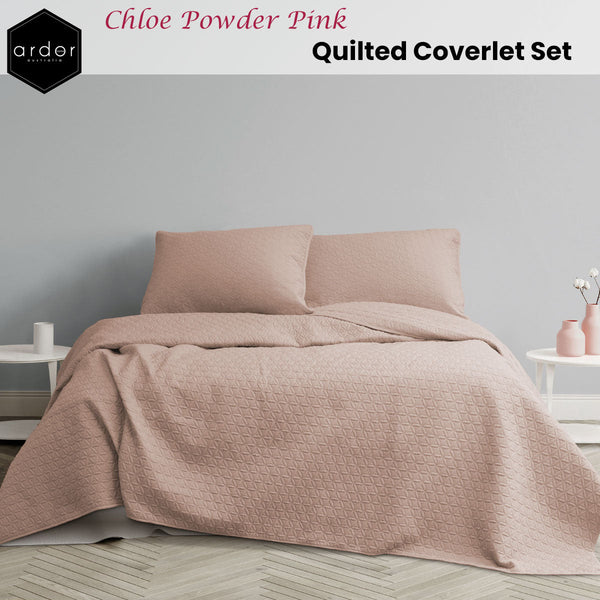 Quilt Covers Ardor Chloe Powder Pink 3 Pcs Quilted Coverlet Set Queen/King