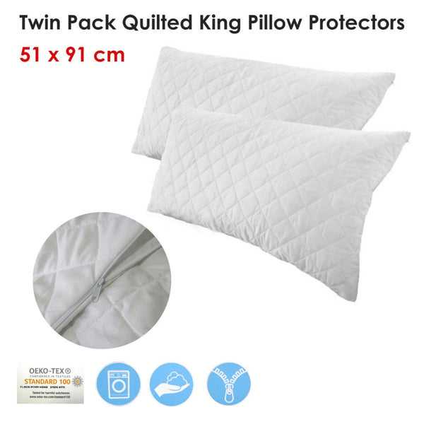 Pillow Cases Twin Pack Quilted King Pillow Protectors