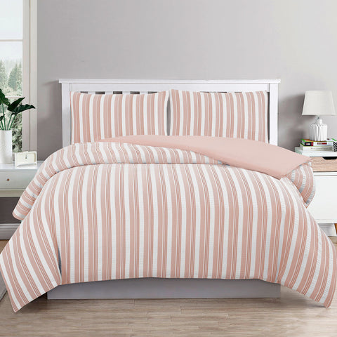 Ardor Cove Rose Dust (Similar To Peach Color) Seersucker Waffle Quilt Cover Set