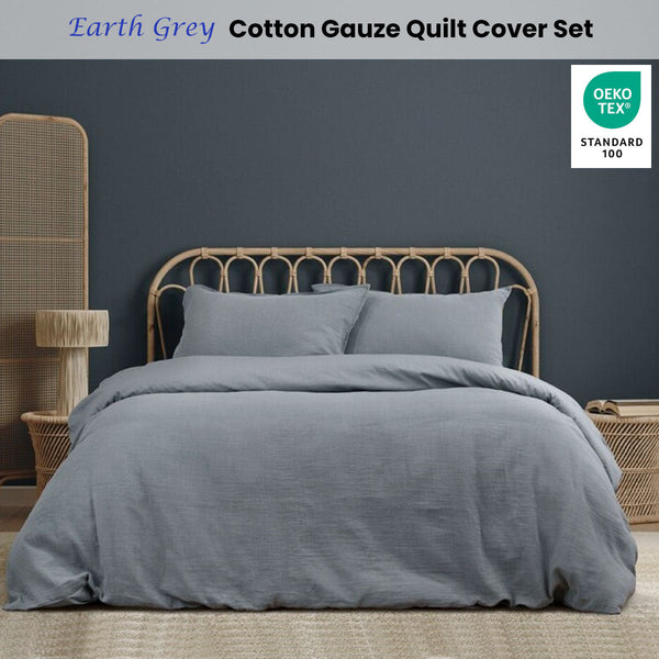 Quilt Covers Ardor Earth Grey Cotton Gauze Quilt Cover Set