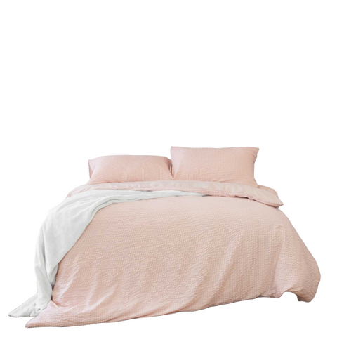 Ardor Ingrid Blush Seersucker Stripe Quilt Cover Set