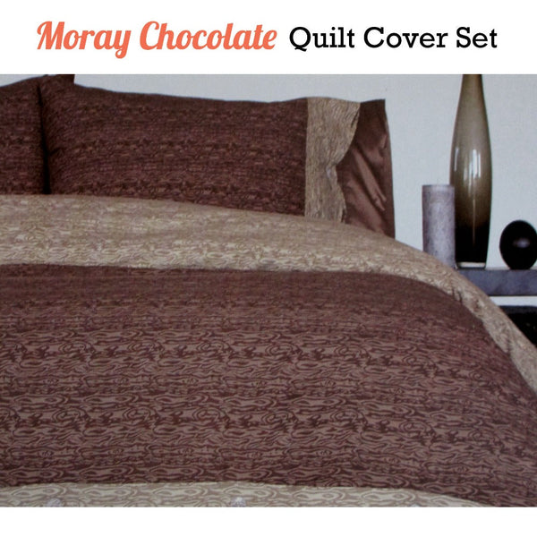 Quilt Covers Essentially Home Living Moray Chocolate Quilt Cover Set Double