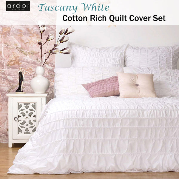 Quilt Covers Ardor Tuscany White Quilt Cover Set Queen