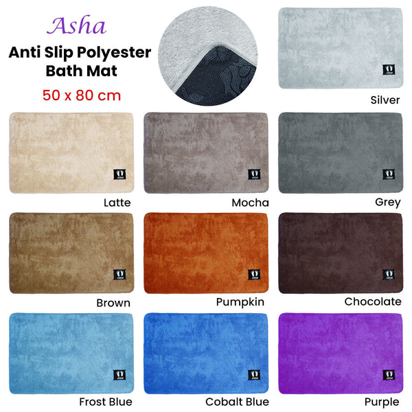 Bath Mats, Rugs & Toilet Covers Asha Anti Slip Polyester Bath Mat 50 X 80 Cm Chocolate