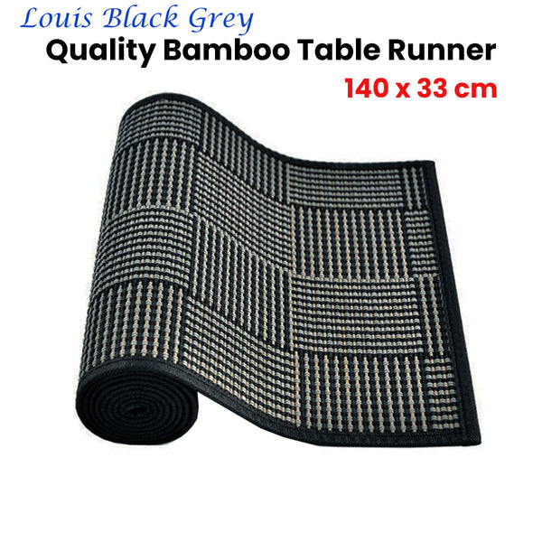 Table Runners Louis Bamboo Table Runner Black Grey 140 X 33Cm