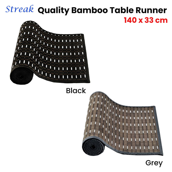 Table Runners Streak Bamboo Table Runner 140 X 33Cm Black Silver