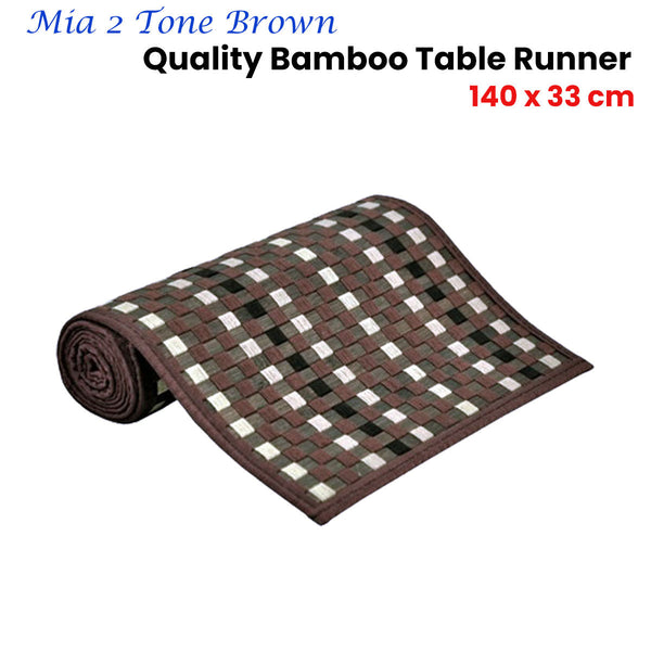 Table Runners Mia 2 Tone Brown Bamboo Table Runner 140 X 33Cm