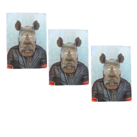 Tea Towels & Dishcloths Set Of 3 Zoo Portraits Microfiber Tea Towels Rhino 67 X 45 Cm