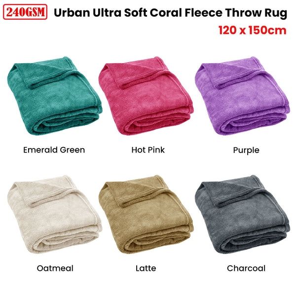 Throws & Afghans 240Gsm Urban Ultra Soft Coral Fleece Throw Rug 120 X 150Cm Charcoal