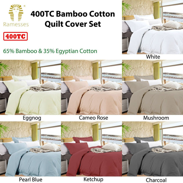 Quilt Covers Ramesses Bamboo Cotton Quilt Cover Set Charcoal