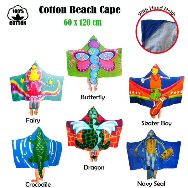 Towels & Washcloths Kids Cotton Velour Beach Cape Butterfly