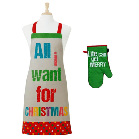 Oven Mitts & Potholders Ladelle Set Of 2 All I Want Christmas Oven Mitt & Apron Kitchen