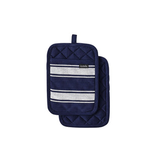 Oven Mitts & Potholders Ladelle Butcher Stripe Series Navy Set Of 2 Pot Holders 17.5 X 24.5Cm