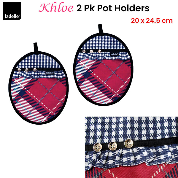 Oven Mitts & Potholders Ladelle Khloe Multi Set Of 2 Pot Holders 20 X 24.5 Cm