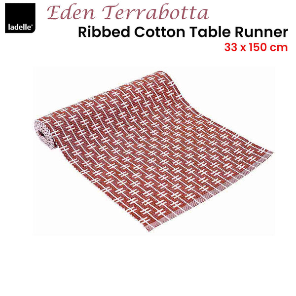 Table Runners Ladelle Eden Terracotta Ribbed 100% Cotton Table Runner