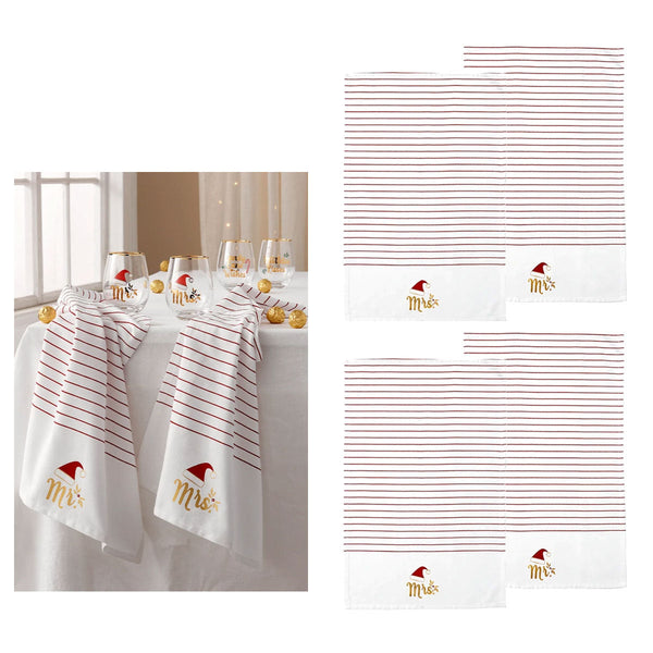 Tea Towels & Dishcloths Ladelle Mr & Mrs Christmas Hat Set Of 4 Cotton Kitchen Towels 45 X 70 Cm