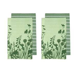 Tea Towels & Dishcloths Ladelle Set Of 4 Sanctuary Floral Cotton Kitchen Tea Towels 50 X 70 Cm Green