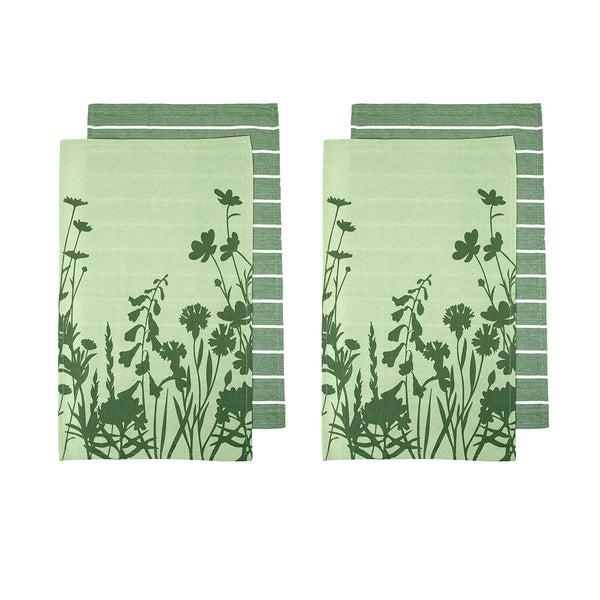 Tea Towels & Dishcloths Ladelle Set Of 4 Sanctuary Floral Cotton Kitchen Tea Towels 50 X 70 Cm Green