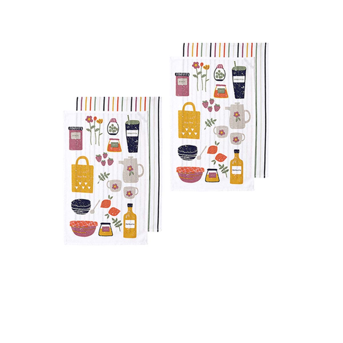 Tea Towels & Dishcloths Ladelle Sunday Market Set Of 4 Cotton Kitchen Towels Yellow Multi