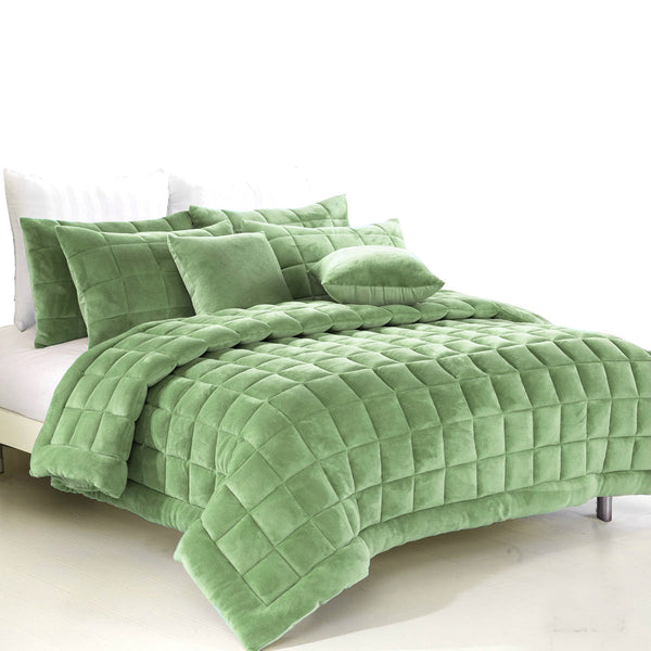 Comforter Sets Queen Alastairs Augusta Faux Mink Quilt / Comforter Set Sage Queen