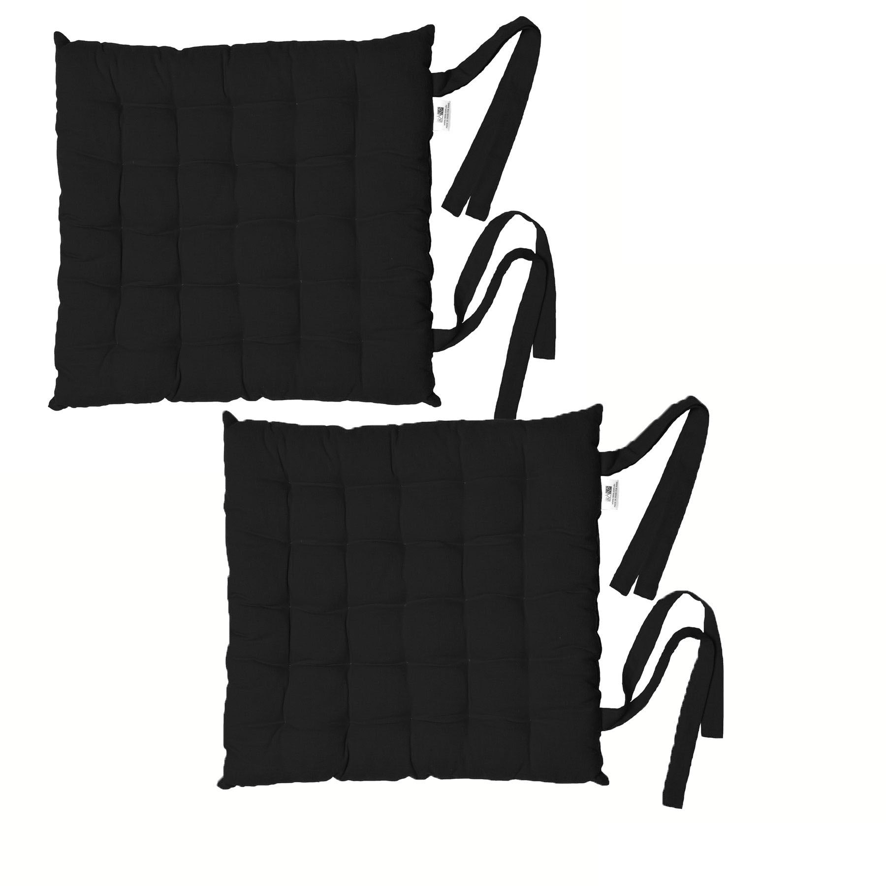 Patio Furniture Cushions & Pads Rans Set Of 2 Alfresco Cotton Chair Pads 40X40 Cm Plain Black