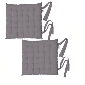 Patio Furniture Cushions & Pads Rans Set Of 2 Alfresco Cotton Chair Pads 40X40 Cm Plain Charcoal