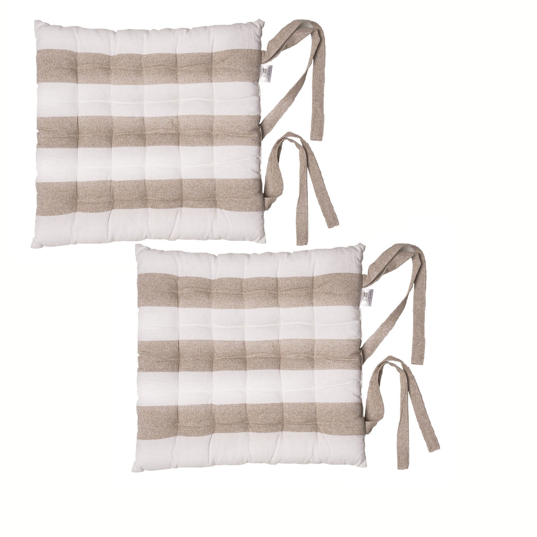 Rans Set Of 2 Alfresco Cotton Chair Pads 40X40 Cm - Striped Bleach Sand