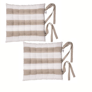 Patio Furniture Cushions & Pads Rans Set Of 2 Alfresco Cotton Chair Pads 40X40 Cm Striped Bleach Sand