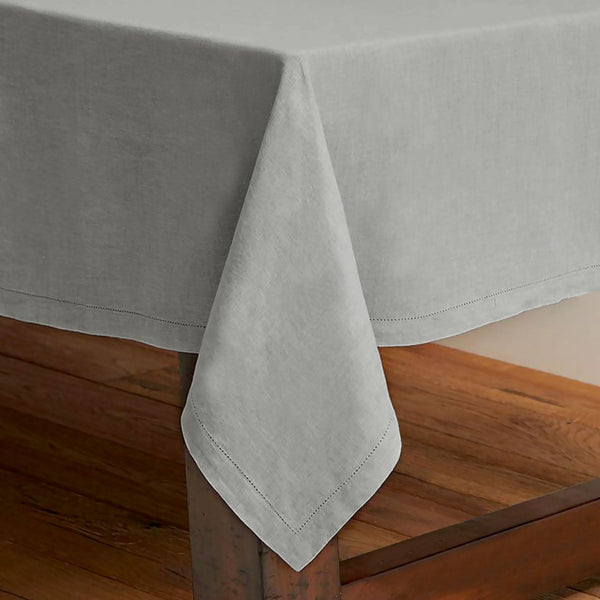 Rans Pure Cotton Hemstitch Tablecloth 150 X 230 Cm - Grey