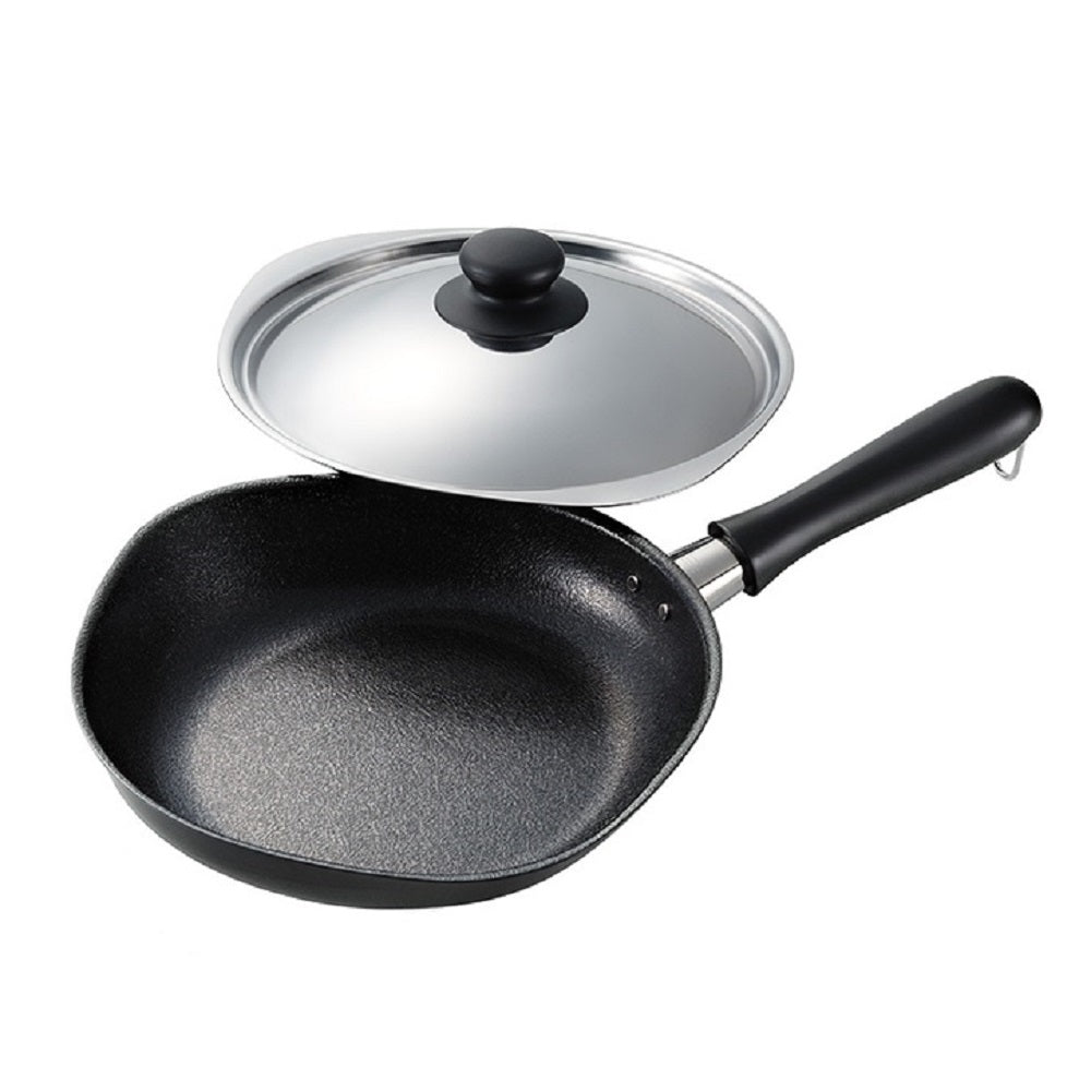 Frying & Grill Pans Sori Yanagi Japanese Cast Iron Frying Pan Skillet With Stainless Steel Lid 25 Cm