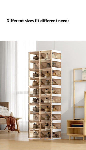 Shoe Organisers Kylin Cubes Storage Folding Shoe Box With 1 Column, 10 Grids,5 Brown Doors