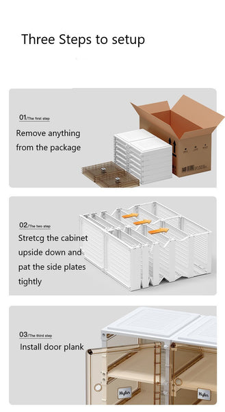 Shoe Organisers Kylin Cubes Storage Folding Shoe Box With 1 Column, 10 Grids,5 Brown Doors