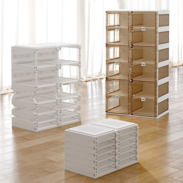 Shoe Cabinets Kylin Cubes Storage Folding Shoe Box With 2 Column & 20 Grids 10 Clear Door