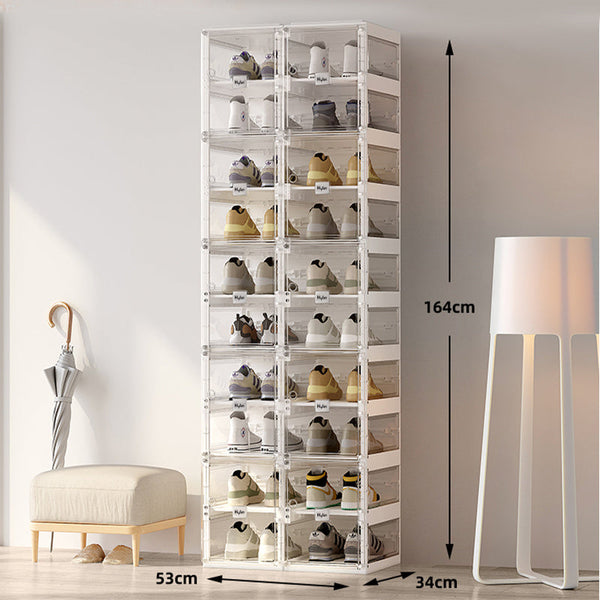 Shoe Cabinets Kylin Cubes Storage Folding Shoe Box With 2 Column & 20 Grids 10 Clear Door