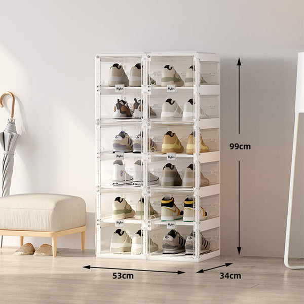 Shoe Organisers Kylin Cubes Storage Folding Shoe Box With 2 Column & 12 Grids 6 Clear Door