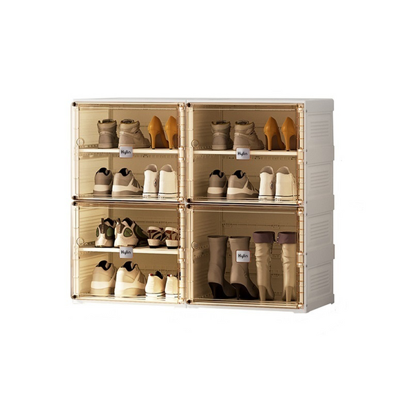 Shoe Cabinets Kylin Cubes Storage Folding Shoe Cabinet With 2 Column & 7 Grids 4 Brown Door