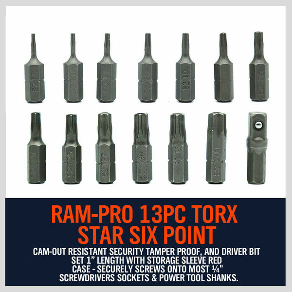 Screwdrivers & Nutdrivers 14Pc Torx Key Bit Set Tamper Proof Star Wrench Bits T5 T40 Socket Adapter S2 New