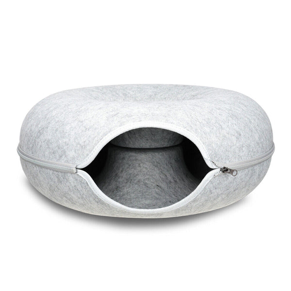 Pet Beds Vaka Medium Cat Tunnel Bed Light Grey Felt Pet Puppy Nest Cave House Interactive Toy