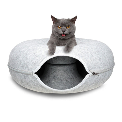 Cat Toys Vaka 59 X 29Cm Cat Tunnel Bed Dark Grey Felt Pet Puppy Nest Cave Toy Light