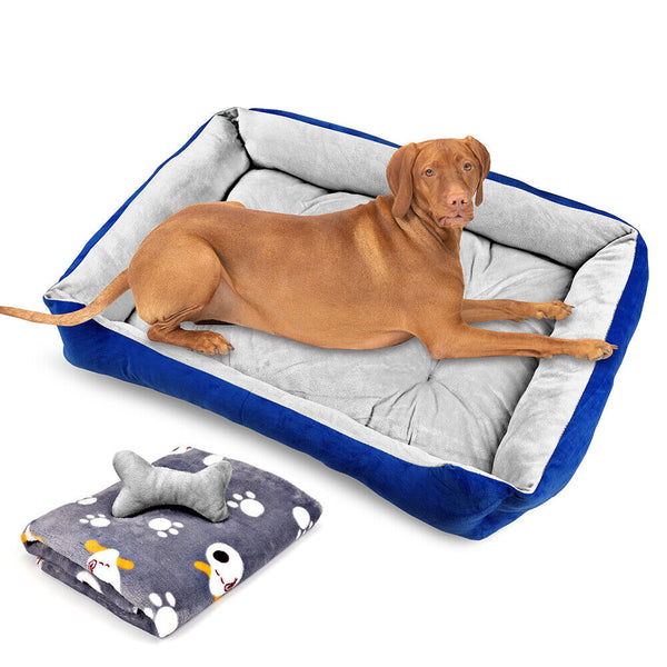 Pet Beds Vaka Navy Dog Bed Pet Cat Calming Floor Mat Sleeping Cave Washable Extra Large 29701