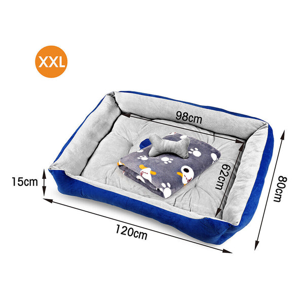 Pet Beds Vaka Navy Dog Bed Pet Cat Calming Floor Mat Sleeping Cave Washable Extra Large 29703