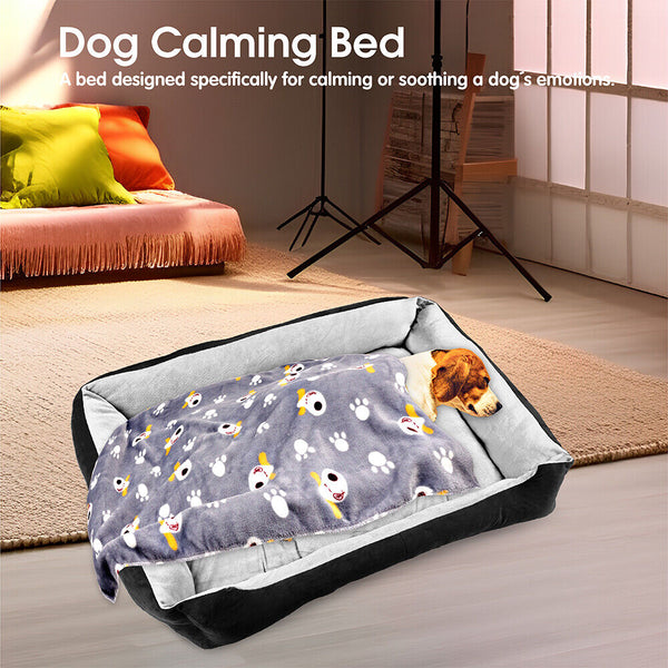 Pet Beds Vaka Navy Dog Bed Pet Cat Calming Floor Mat Sleeping Cave Washable Extra Large 29704