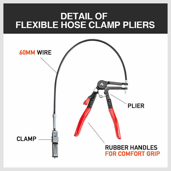 Long Hose Clamp Pliers 24" Flexible Extension Wire Oil Fuel Clip Remove