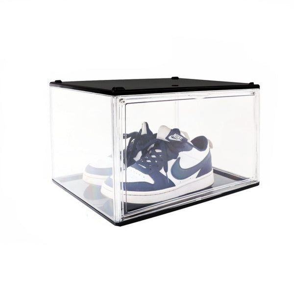 Storage Boxes 5Pc Black Stackable Shoe Display Box Hard Acrylic Sneaker Storage Containers Case