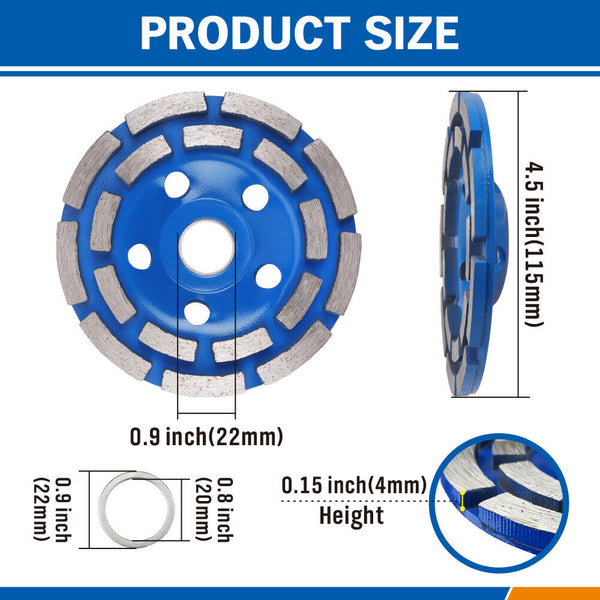 Grinder Discs 4.5Inch Diamond Segment Grinding Concrete Cup Wheel Disc Granite Stone 115Mm