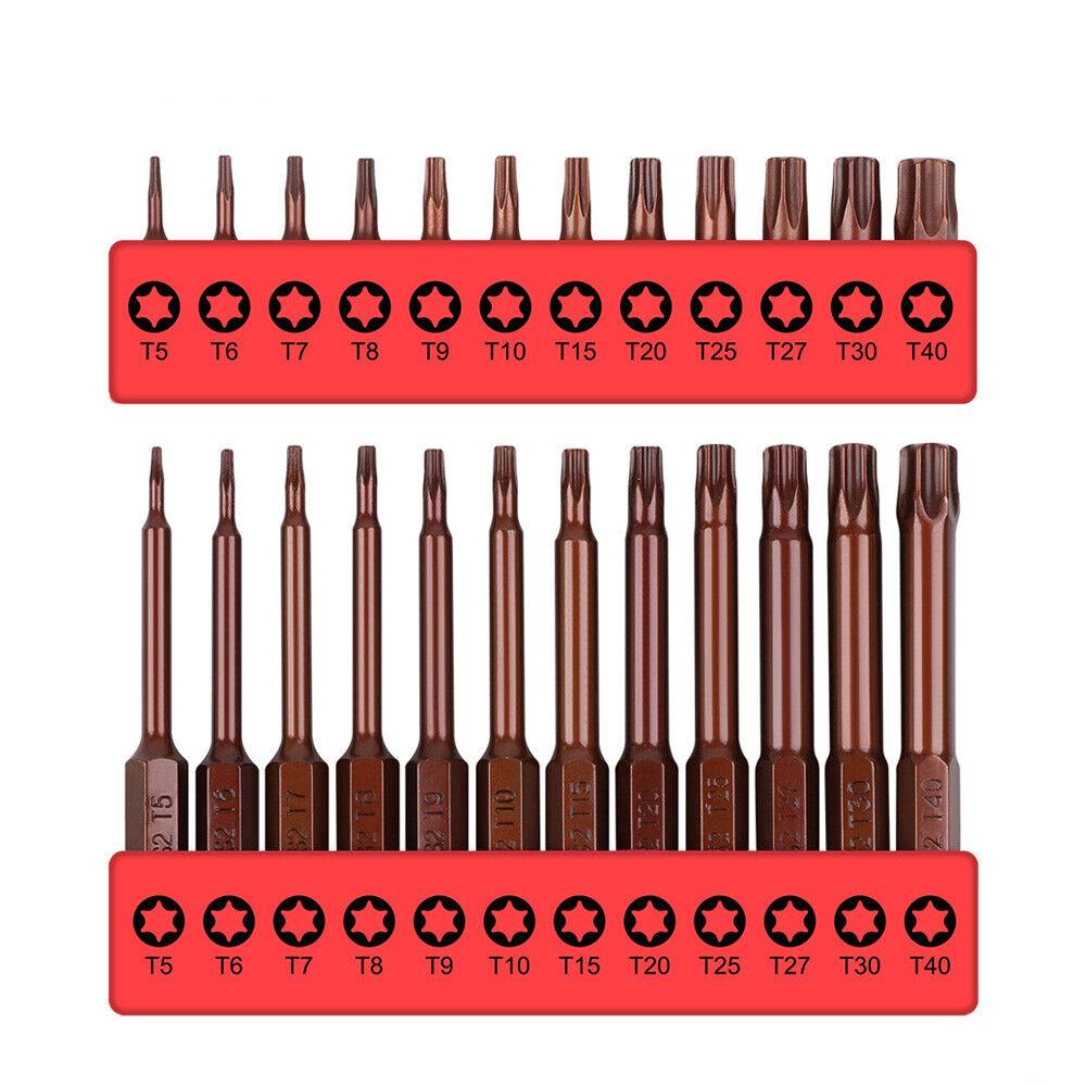 24Pc Torx Bit Set Star Head Screwdriver Long Security Temper Proof T5-T40