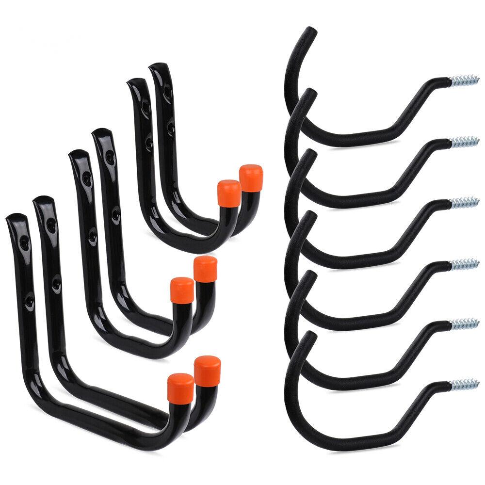 Wall Tool Racks 12Pc Wall Mount Hooks Set Heavy Duty Steel Garage Storage Rack Utility Hangers