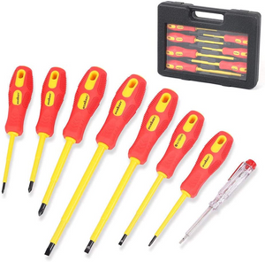 Screwdrivers & Nutdrivers 8Pc Insulated Screwdriver Set Magnetic Slotted Phillips Electricians With Case