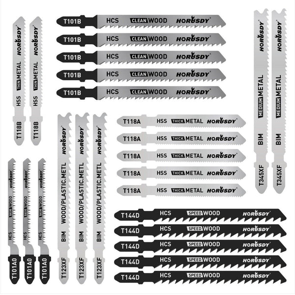 Other Saw Blades 25Pc T Shank Jig Saw Blades Set For Wood Plastic Metal Sheet Cutting Bim Hcs