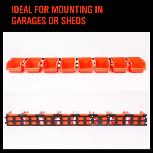 New 8 Pc Wall Mounted Storage Bins Rack Set Nuts Bolts Organizer Parts 97903